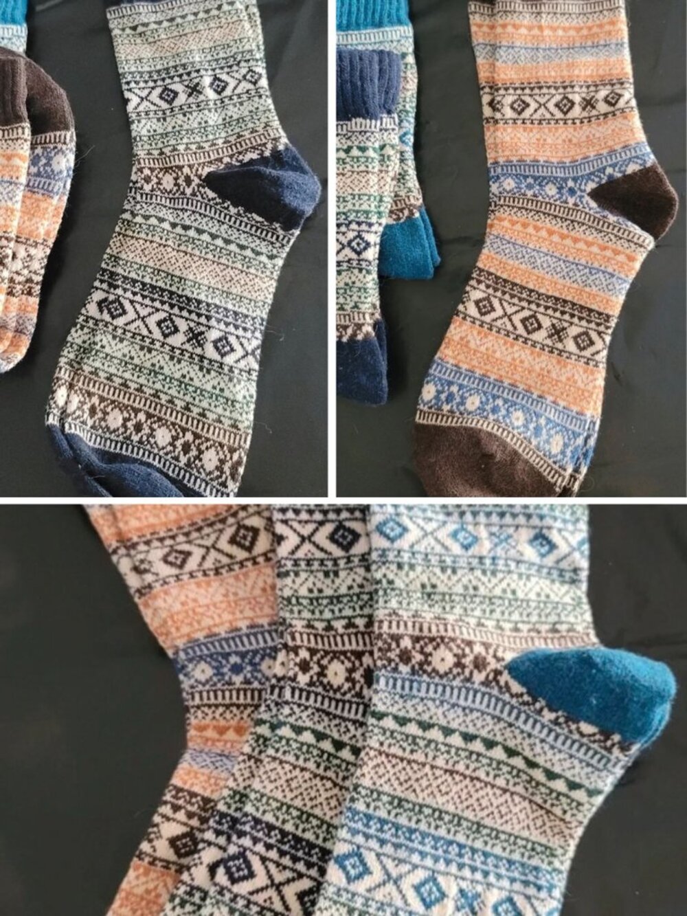 NWOT Lot of 3 New Fair Isle Nordic Winter Crew Socks Wool Blend Cabin Socks
